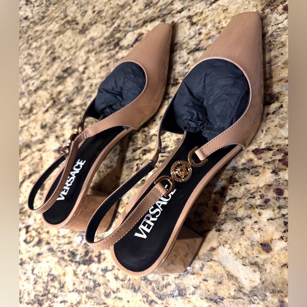 Versace Women's Nude Slingback Heels